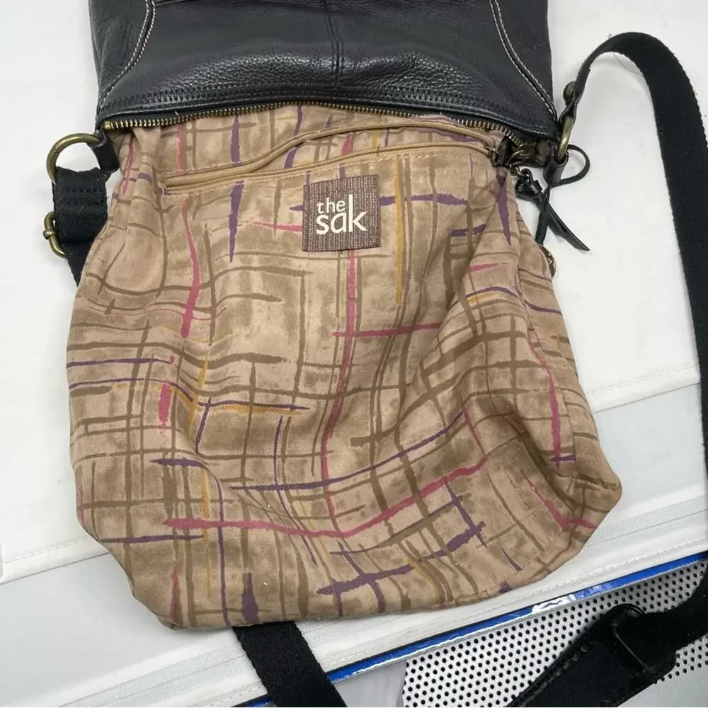 The Sak Black Leather Crossbody Bag OS